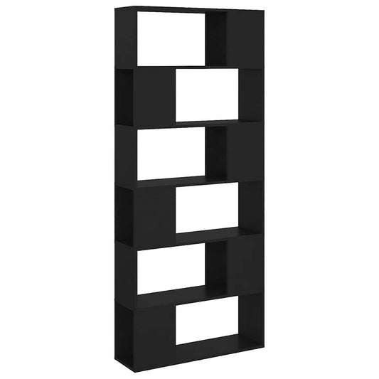 809153 vidaXL Book Cabinet Room Divider Black 80x24x186 cm Engineered Wood