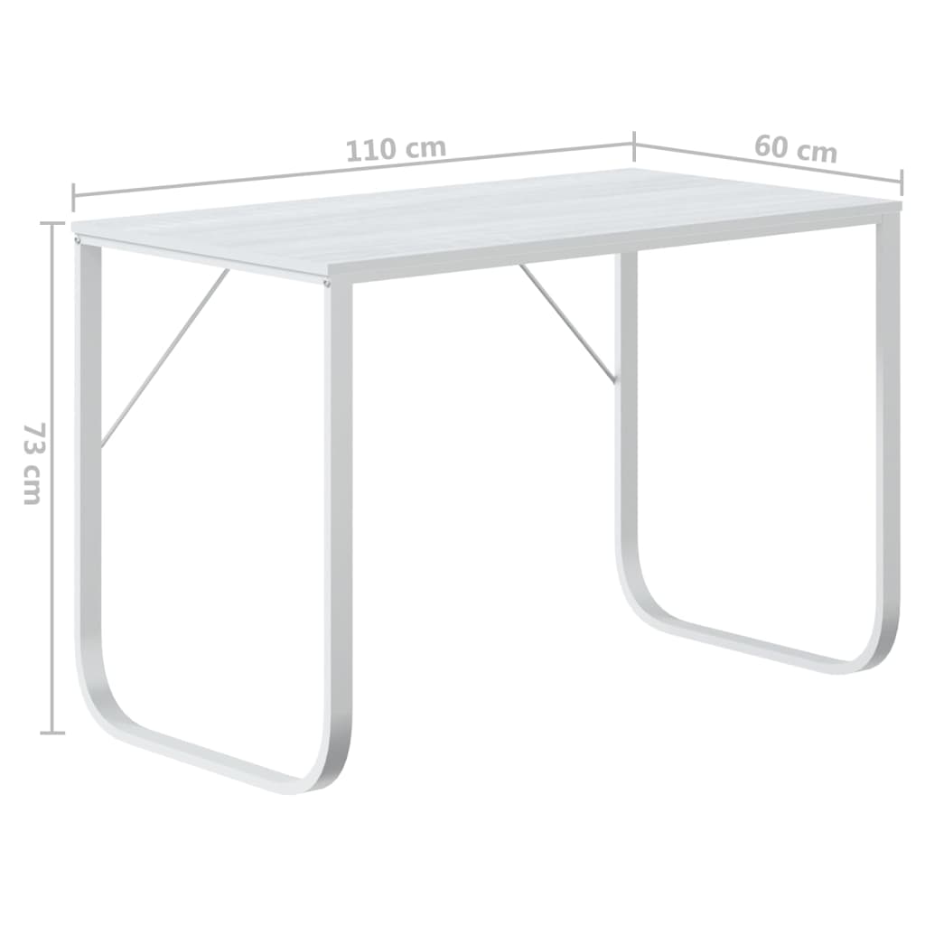 vidaXL Computer Desk White 110x60x73 cm Engineered Wood