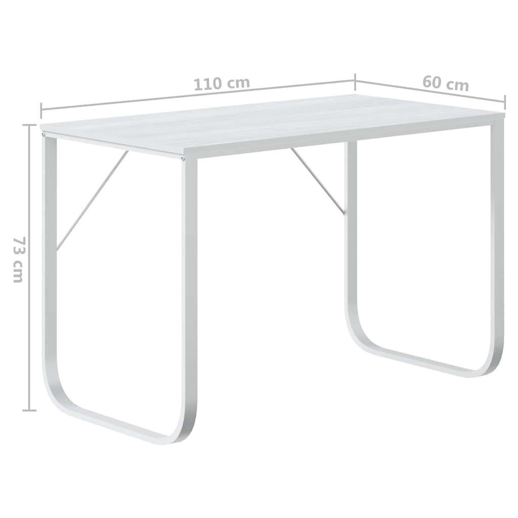 vidaXL Computer Desk White 110x60x73 cm Engineered Wood