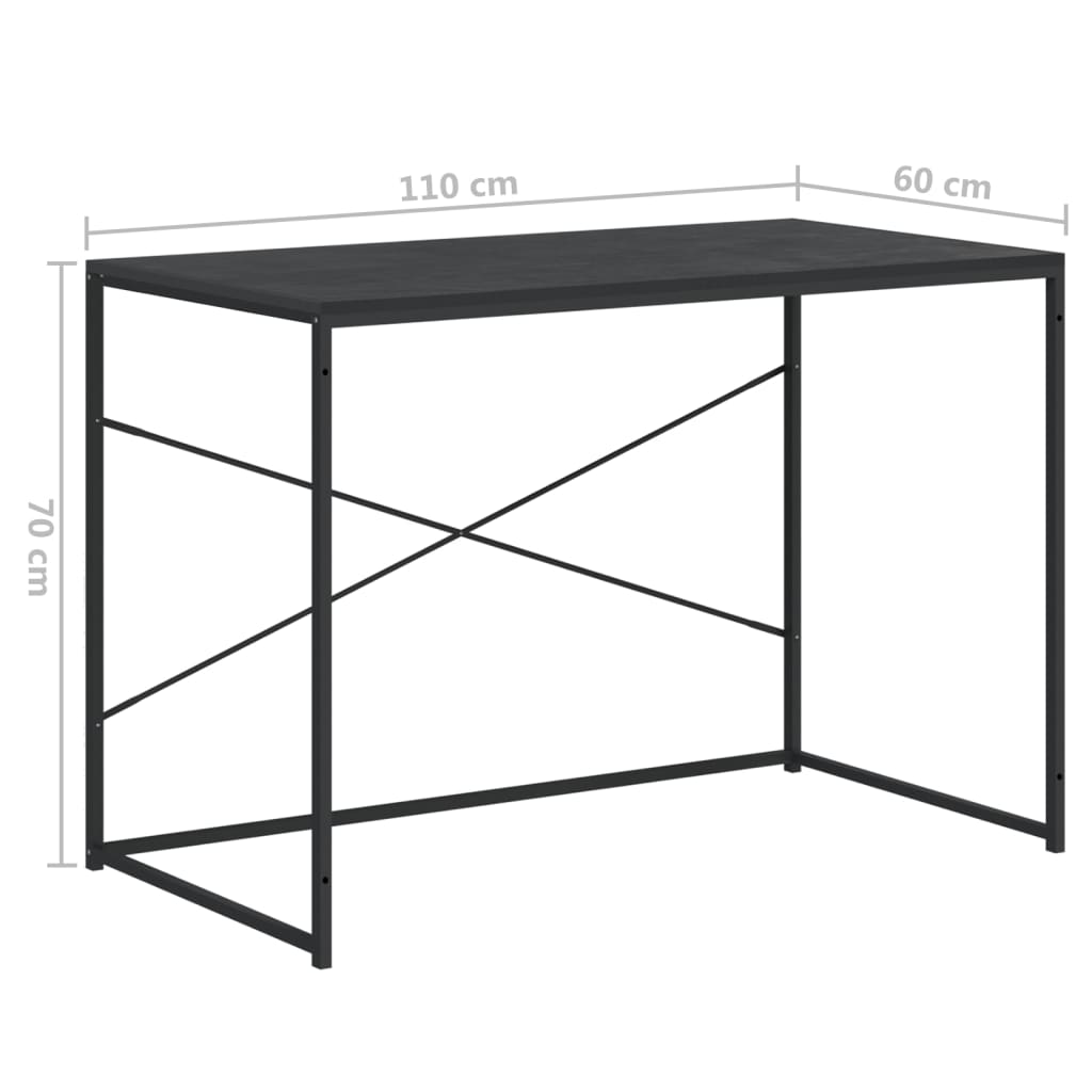 vidaXL Computer Desk Black 110x60x70 cm Engineered Wood