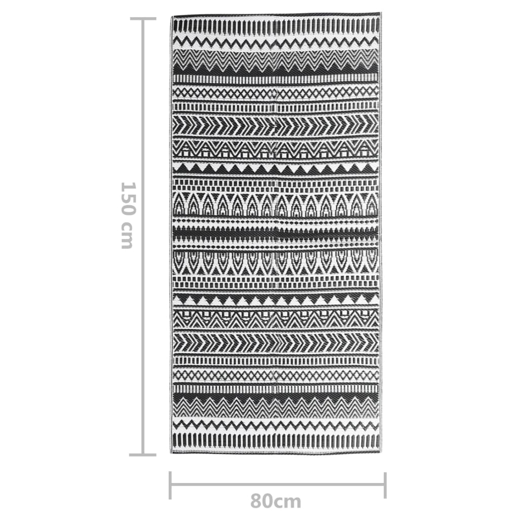 vidaXL Outdoor Rug ARAKIL Black 80x150 cm PP