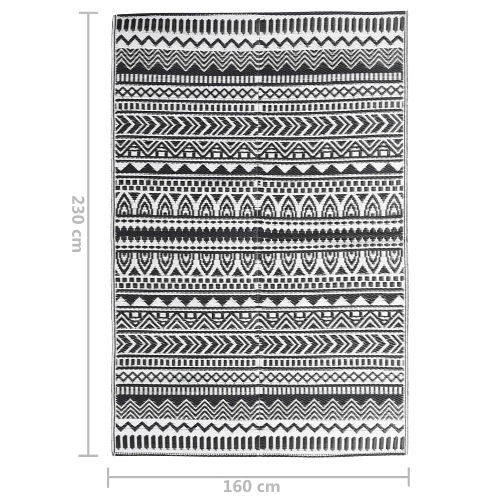 vidaXL Outdoor Rug ARAKIL Black 160x230 cm PP