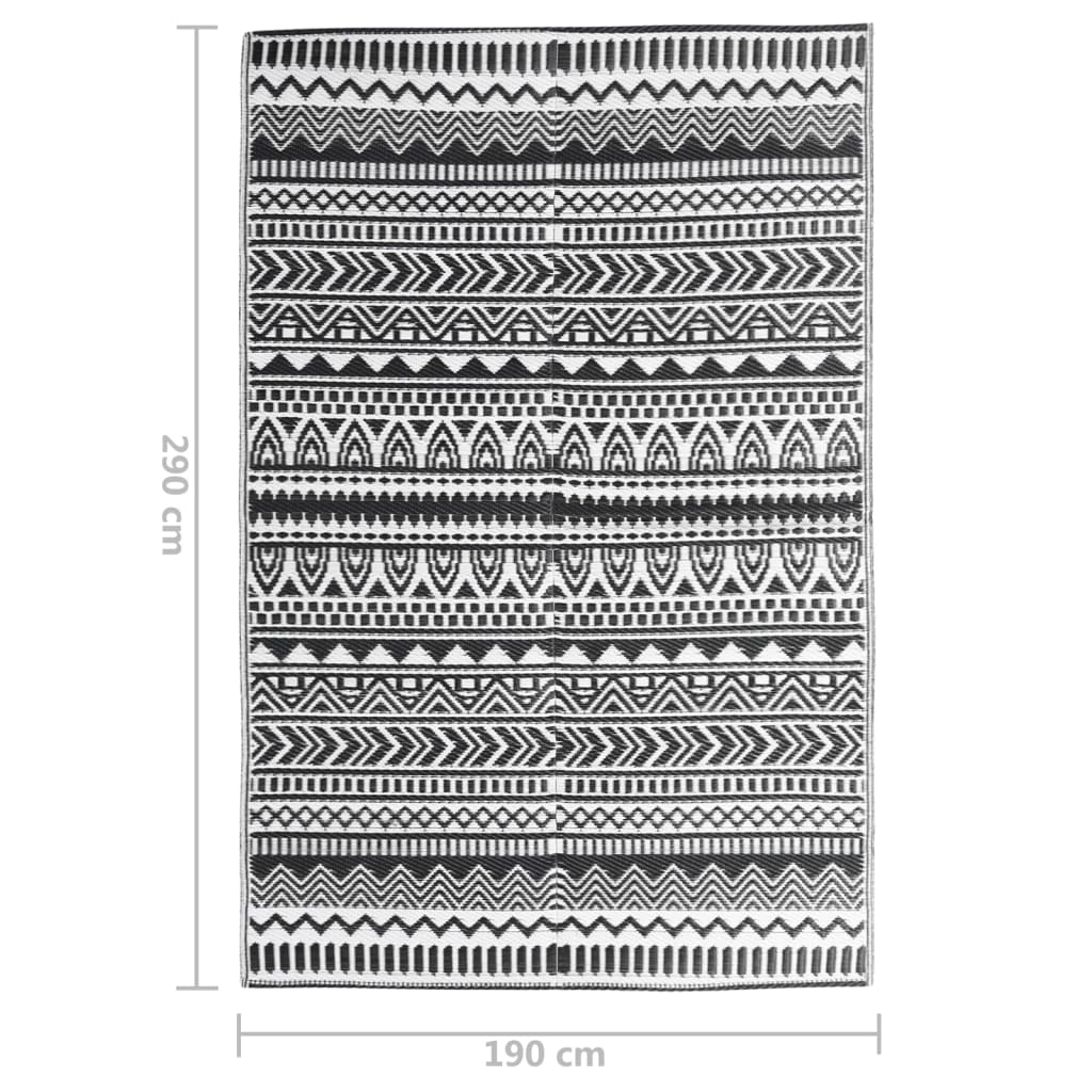 vidaXL Outdoor Rug ARAKIL Black 190x290 cm PP