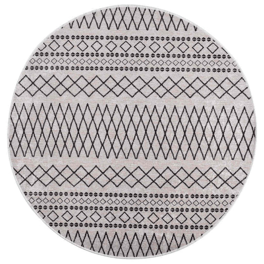 vidaXL Rug Washable φ120 cm Black and White