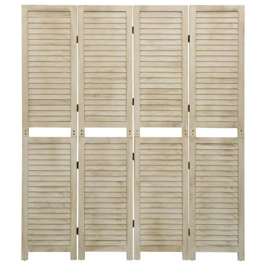 vidaXL 4-Panel Room Divider 140x165 cm Solid Wood Paulownia