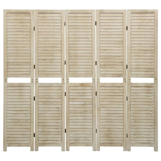 vidaXL 5-Panel Room Divider 175x165 cm Solid Wood Paulownia