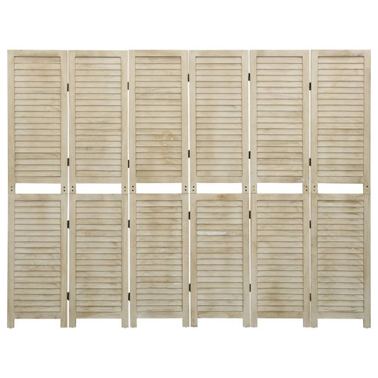 vidaXL 6-Panel Room Divider 210x165 cm Solid Wood Paulownia