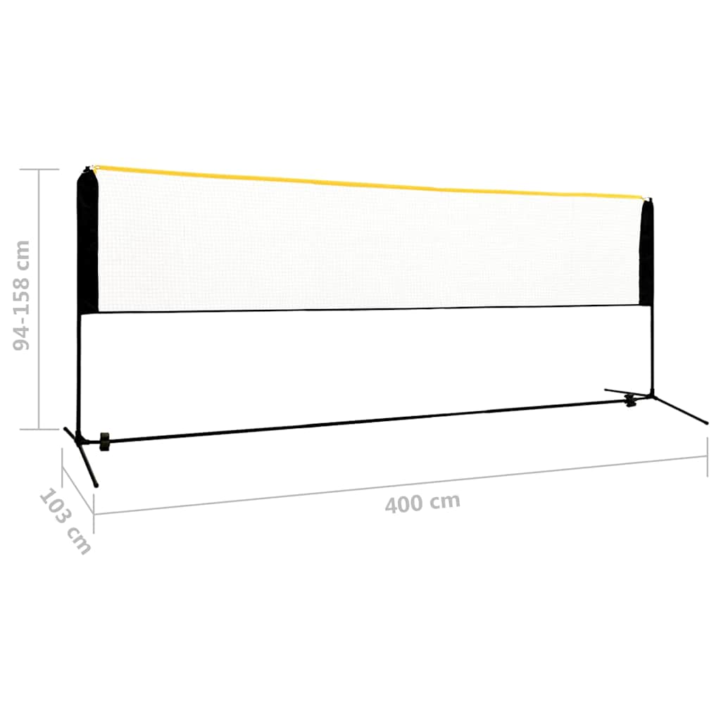 93368 vidaXL Adjustable Badminton Net 400x103x94-158 cm Metal