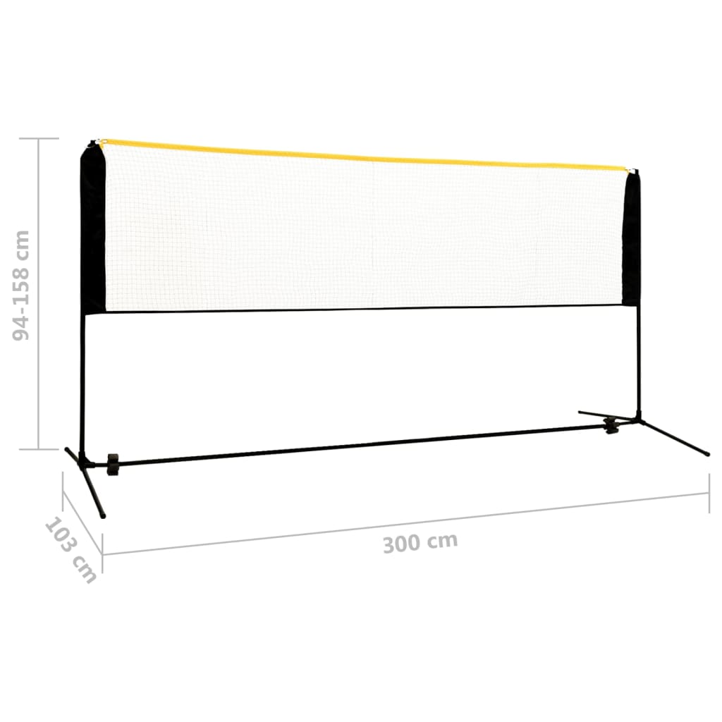93369 vidaXL Adjustable Badminton Net 300x103x94-158 cm Metal