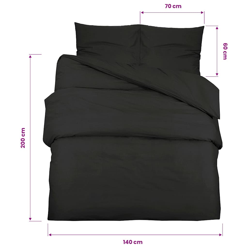 vidaXL Duvet Cover Set Black 140x200 cm Light-weight Microfiber