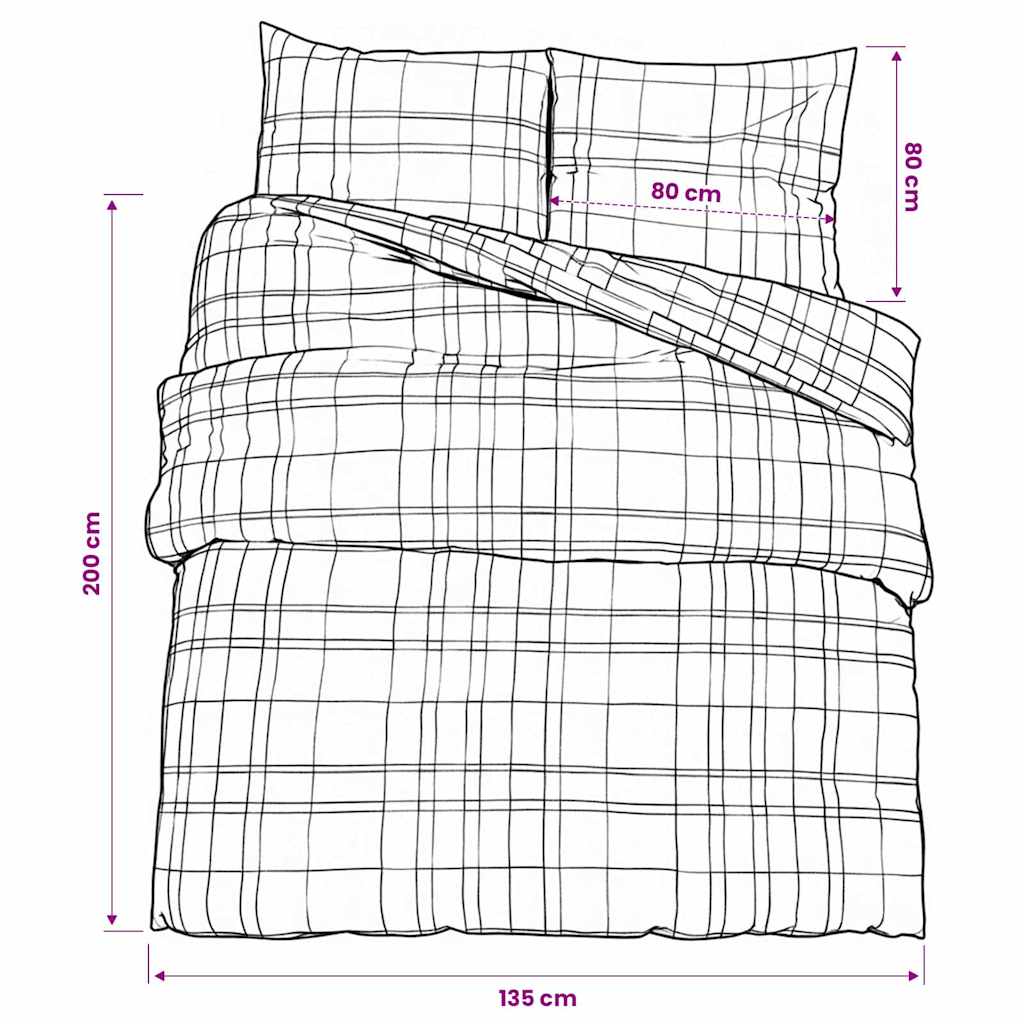 vidaXL Duvet Cover Set Blue and Grey 135x200 cm Cotton