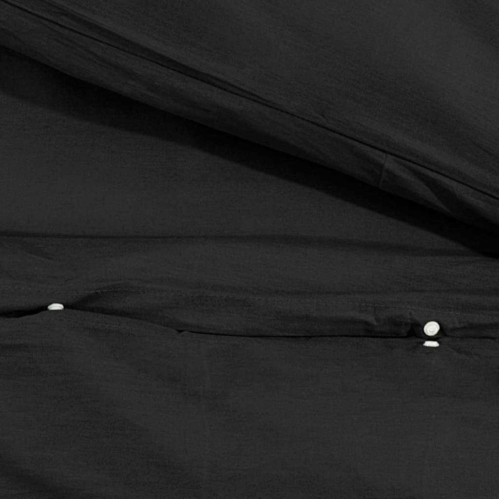 vidaXL Duvet Cover Set Black 200x200 cm Cotton