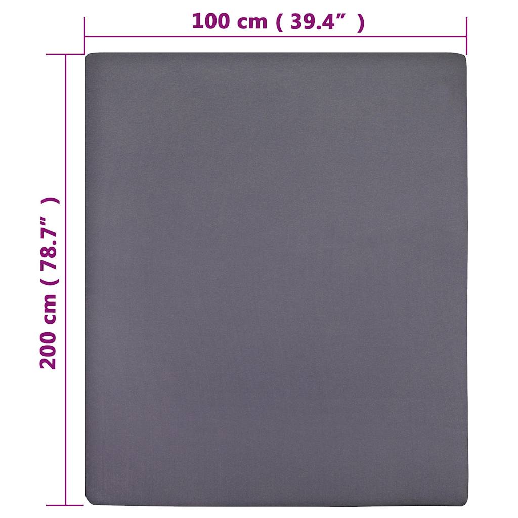vidaXL Jersey Fitted Sheets 2 pcs Anthracite 100x200 cm Cotton