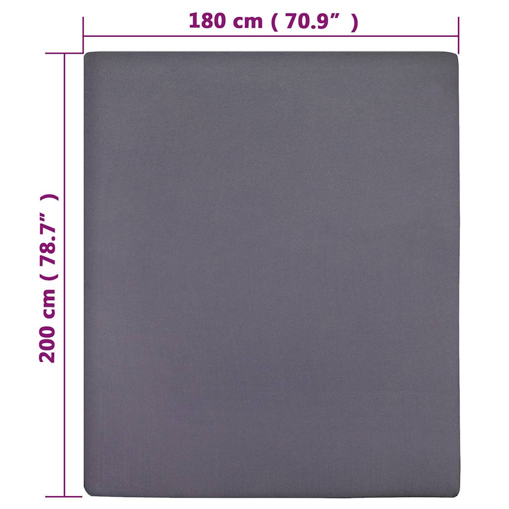 vidaXL Jersey Fitted Sheets 2 pcs Anthracite 180x200 cm Cotton