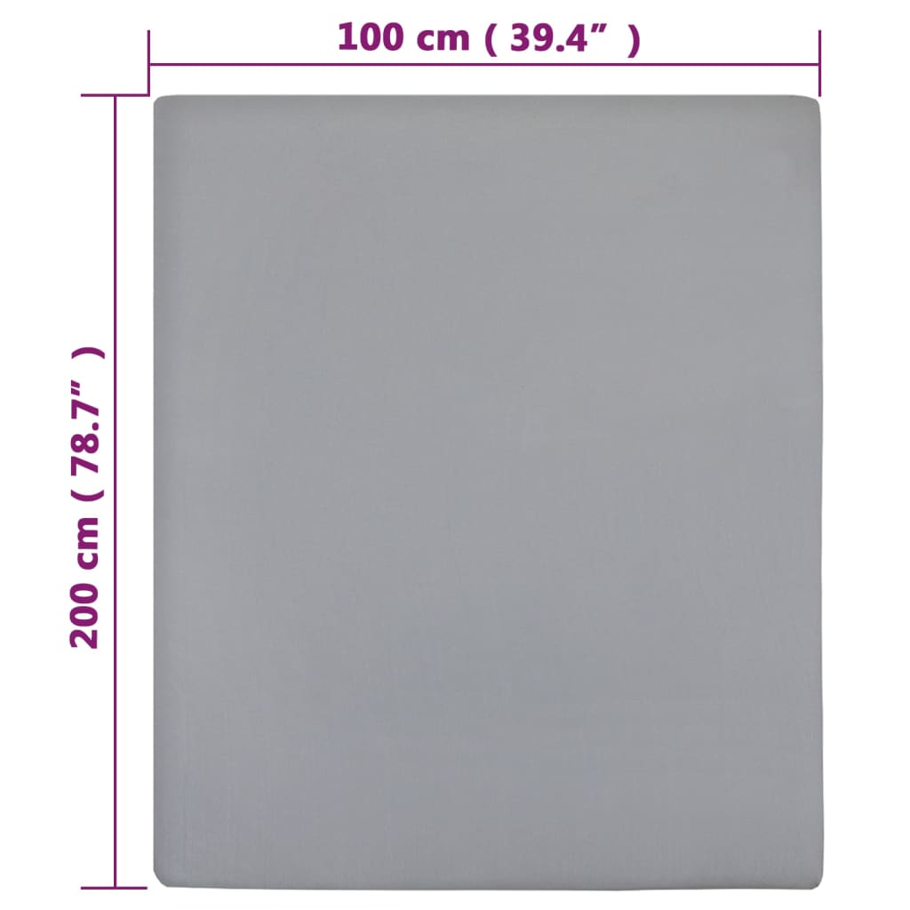 vidaXL Jersey Fitted Sheets 2 pcs Grey 100x200 cm Cotton
