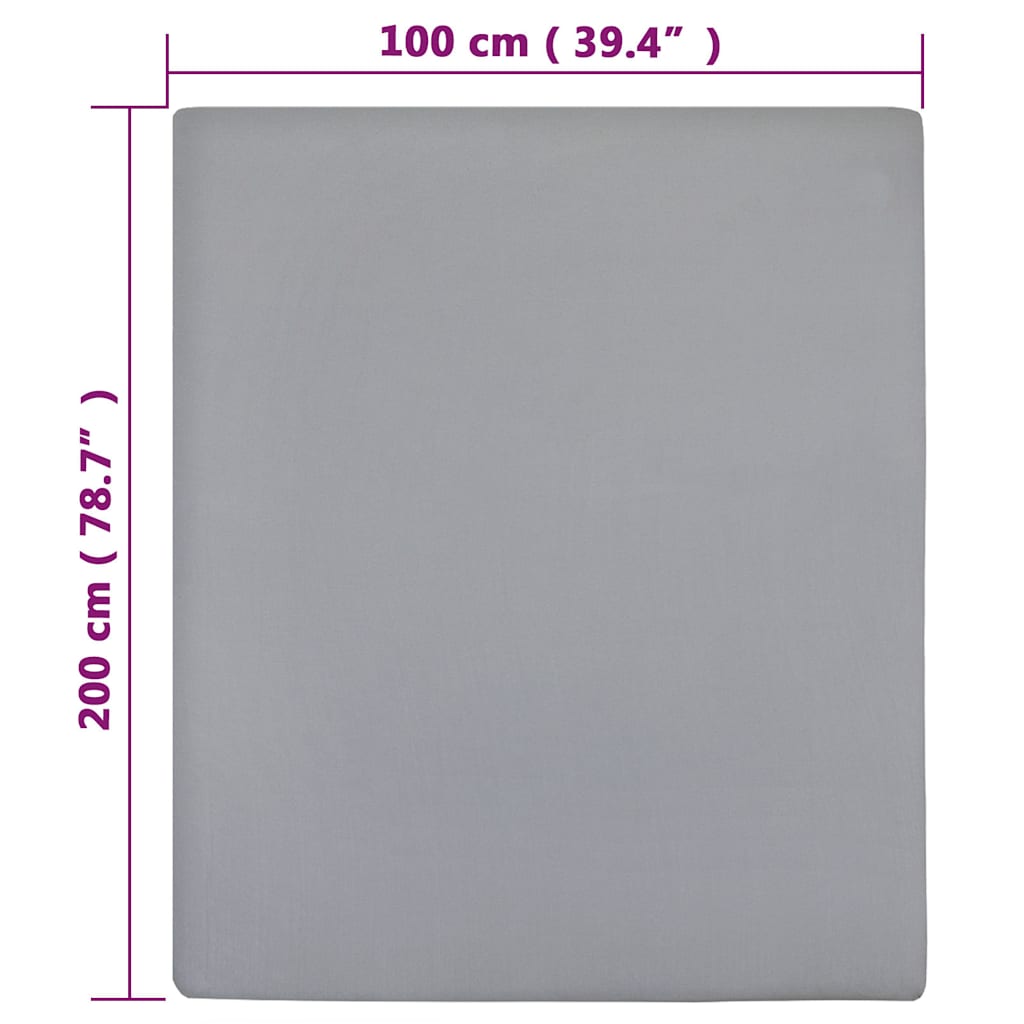 vidaXL Jersey Fitted Sheets 2 pcs Grey 100x200 cm Cotton
