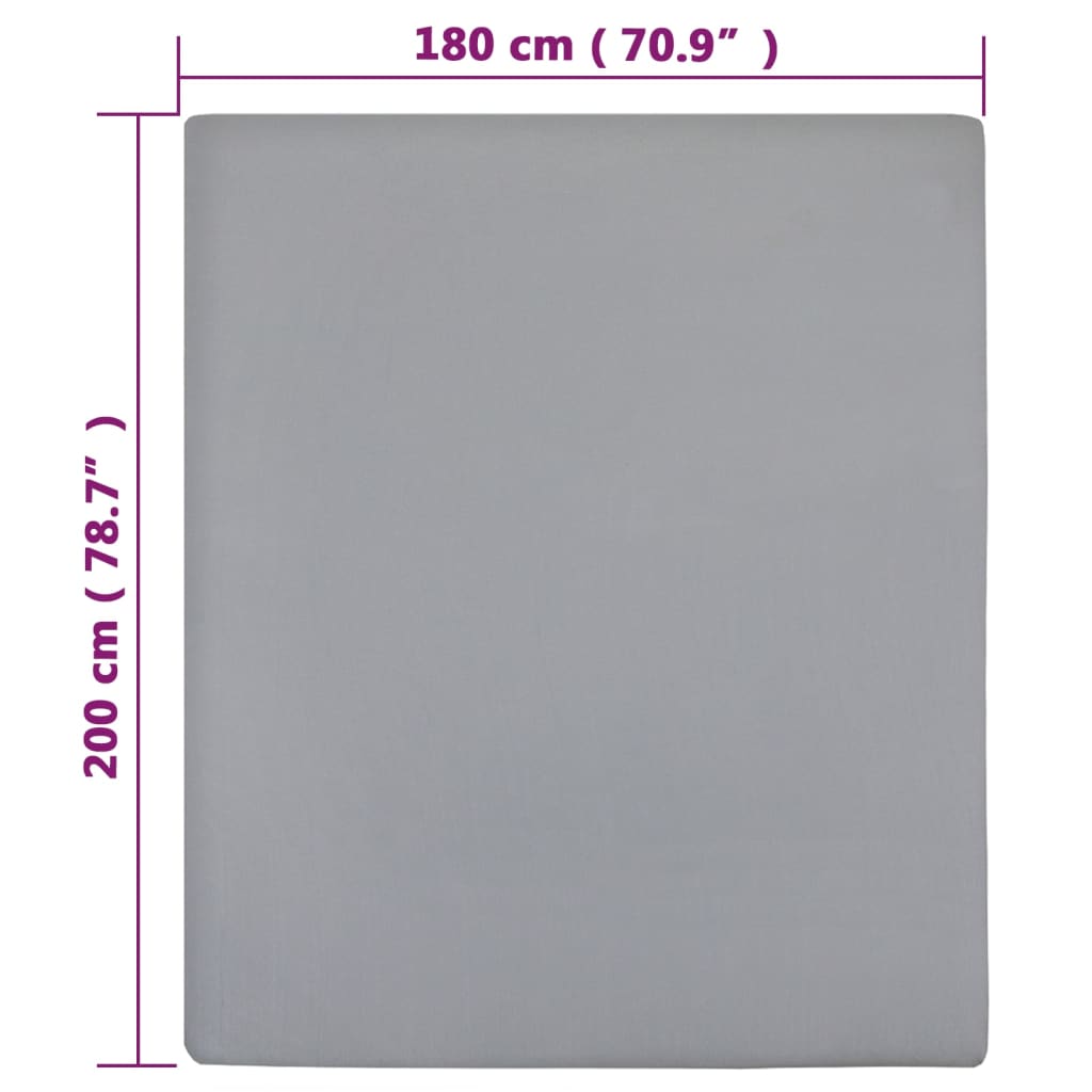 vidaXL Jersey Fitted Sheet Grey 180x200 cm Cotton