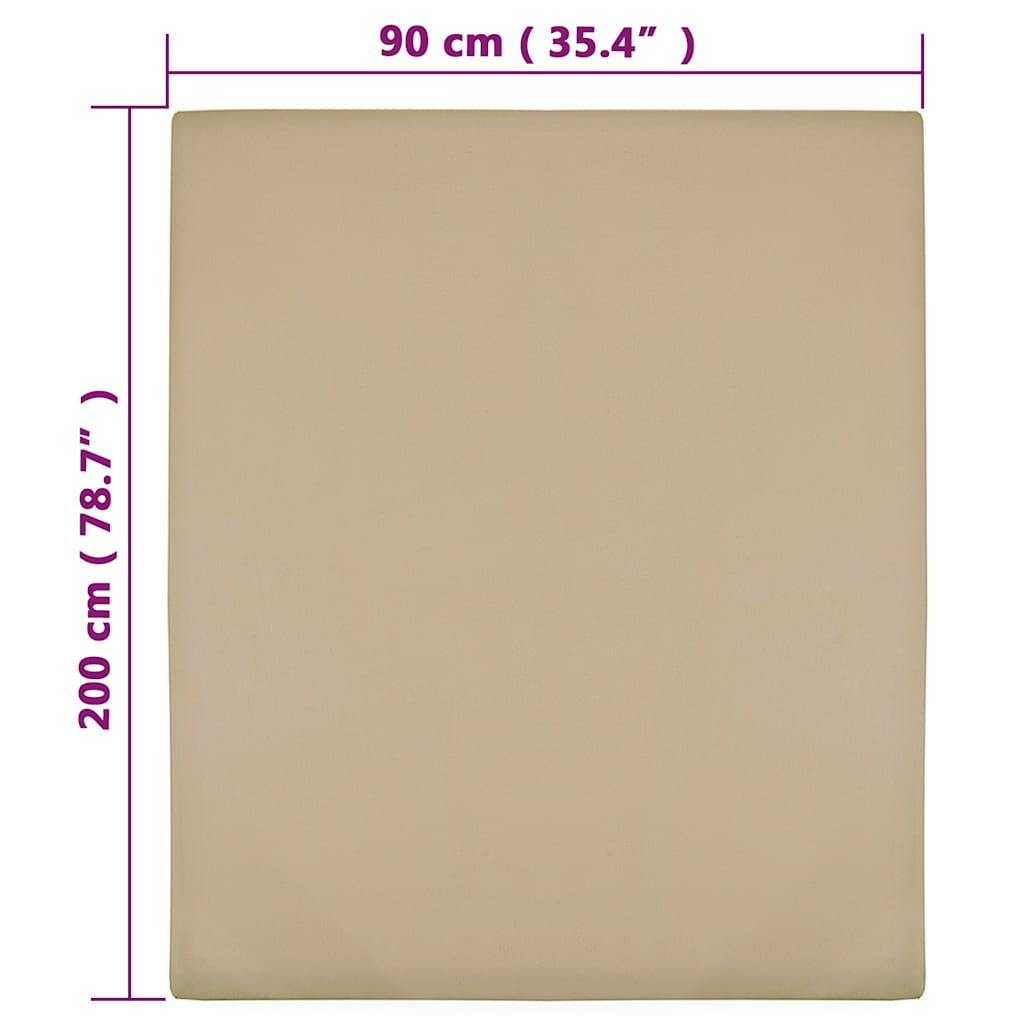 vidaXL Jersey Fitted Sheets 2 pcs Taupe 90x200 cm Cotton