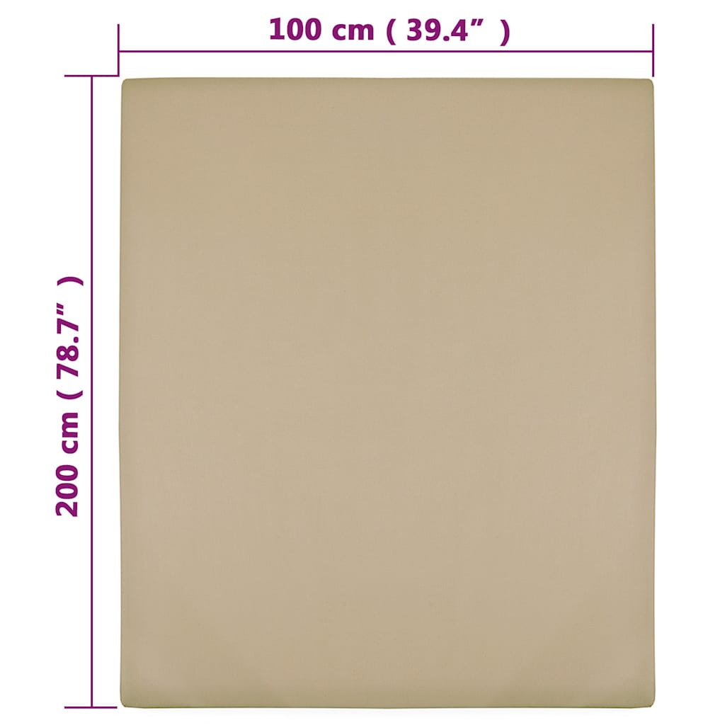vidaXL Jersey Fitted Sheet Taupe 100x200 cm Cotton