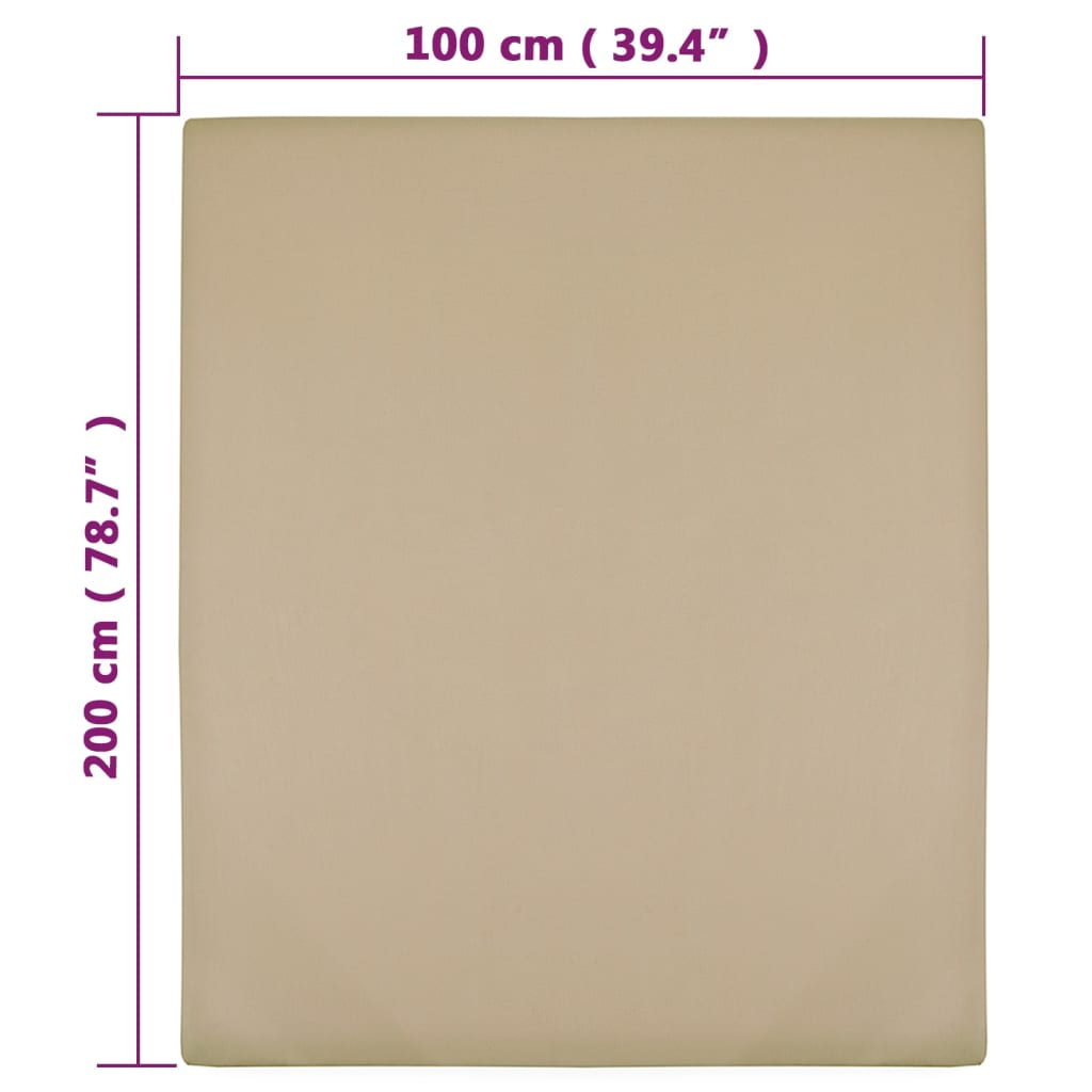 vidaXL Jersey Fitted Sheets 2 pcs Taupe 100x200 cm Cotton