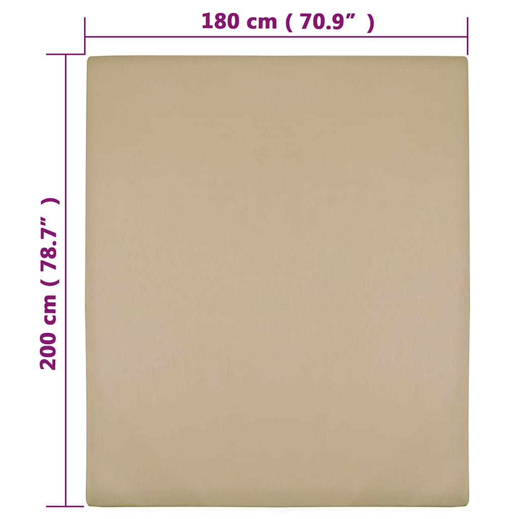 vidaXL Jersey Fitted Sheets 2 pcs Taupe 180x200 cm Cotton