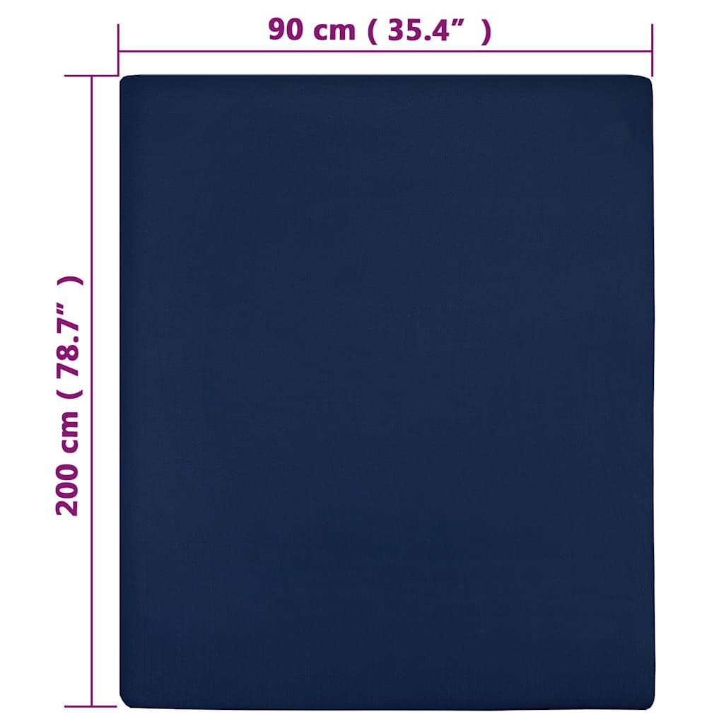 vidaXL Jersey Fitted Sheet Navy Blue 90x200 cm Cotton
