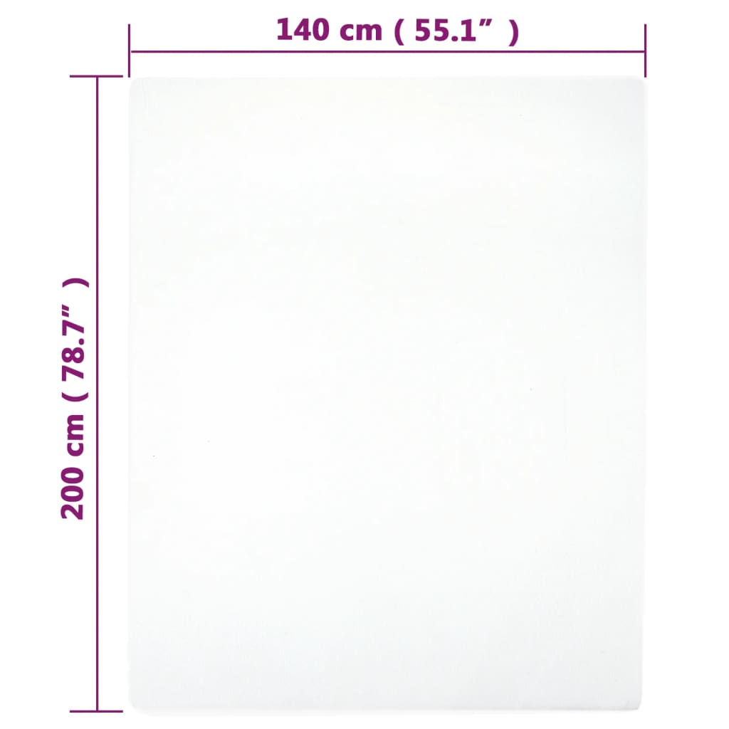 vidaXL Jersey Fitted Sheet White 140x200 cm Cotton