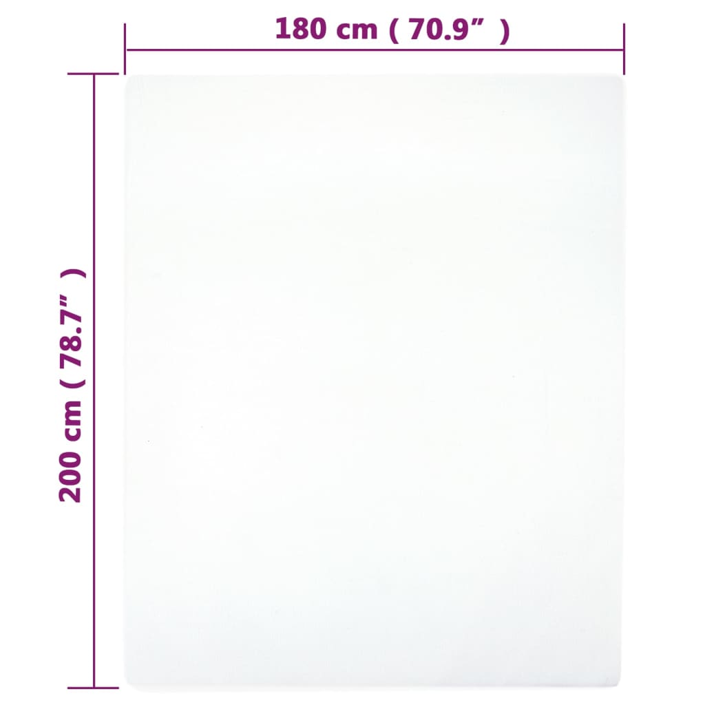 vidaXL Jersey Fitted Sheet White 180x200 cm Cotton