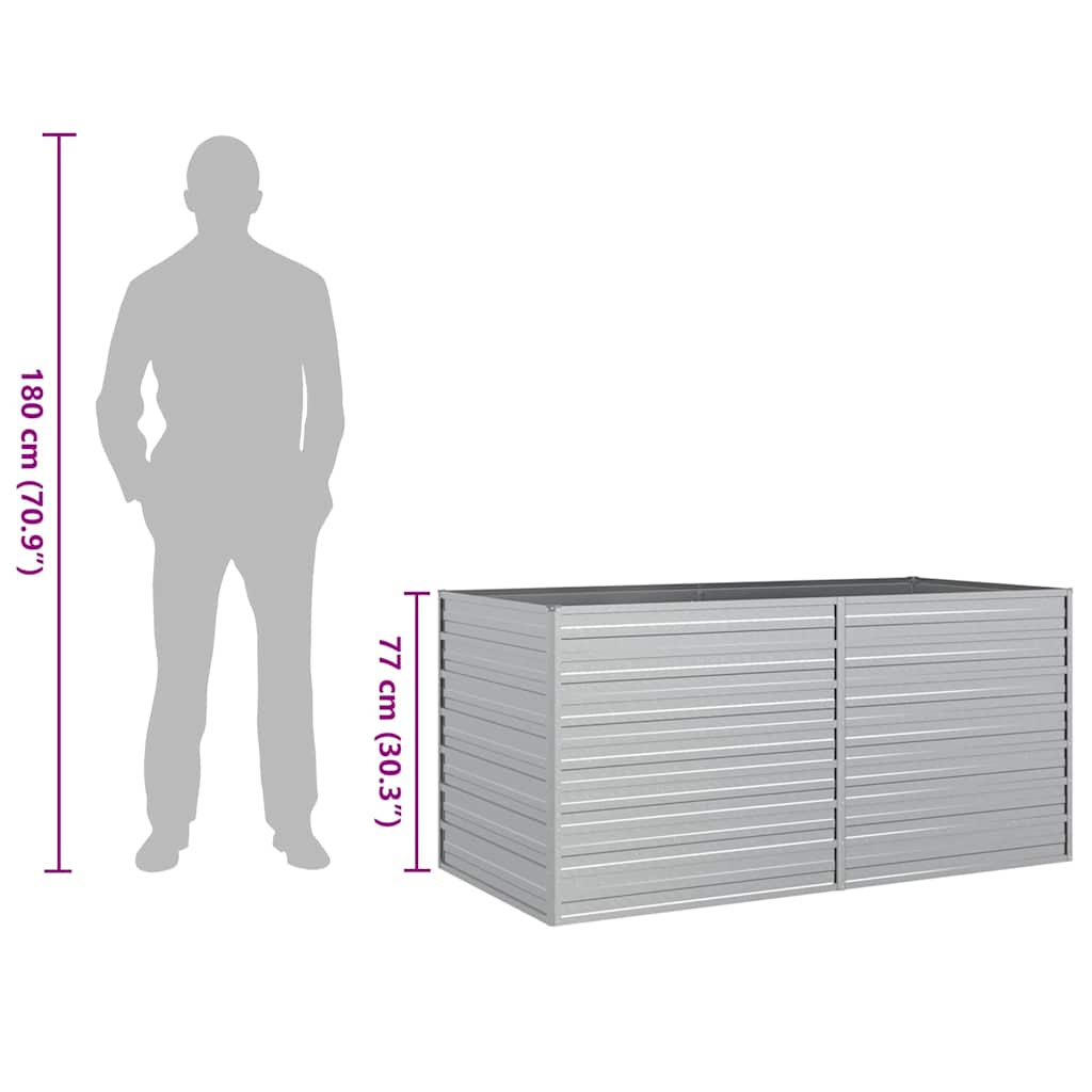 vidaXL Garden Raised Bed 160x80x77 cm Galvanized Steel Silver