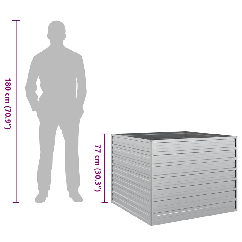 316883 vidaXL Garden Raised Bed 100x100x77 cm Galvanized Steel Silver