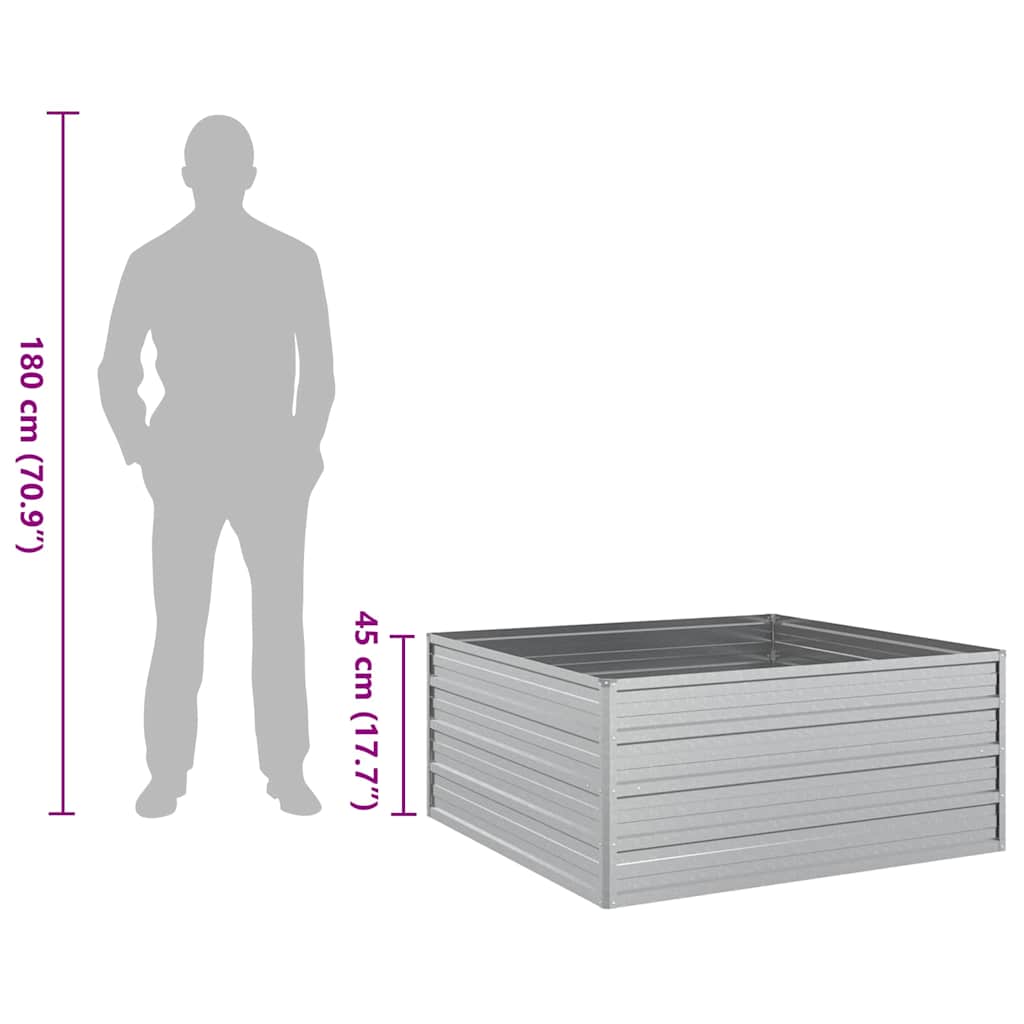 316885 vidaXL Garden Raised Bed 100x100x45 cm Galvanized Steel Silver
