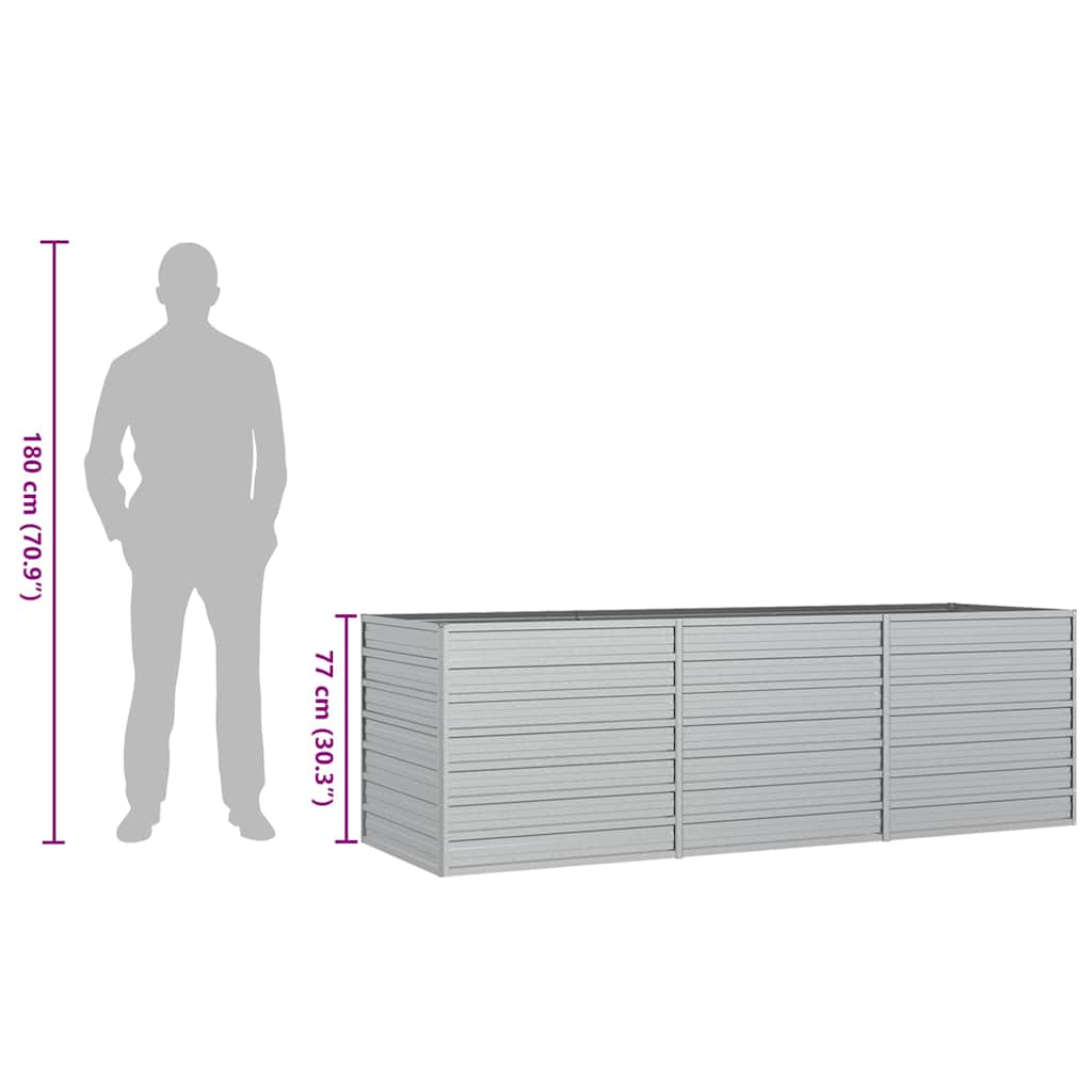 vidaXL Garden Raised Bed 240x80x77 cm Galvanized Steel Silver