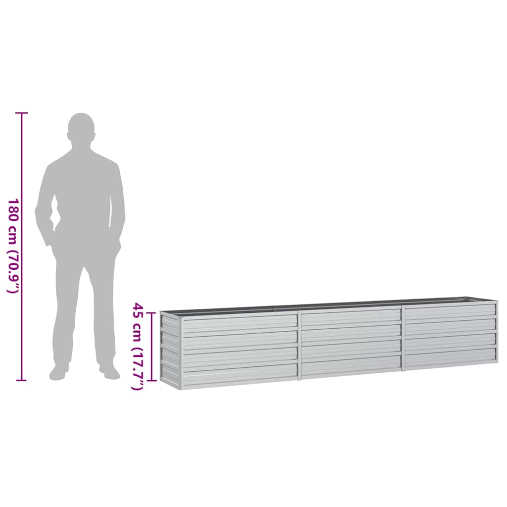 316889 vidaXL Garden Raised Bed 240x40x45 cm Galvanized Steel Silver