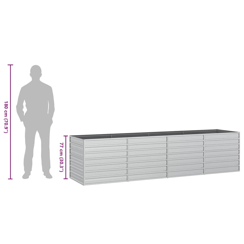 316890 vidaXL Garden Raised Bed 320x80x77 cm Galvanized Steel Silver