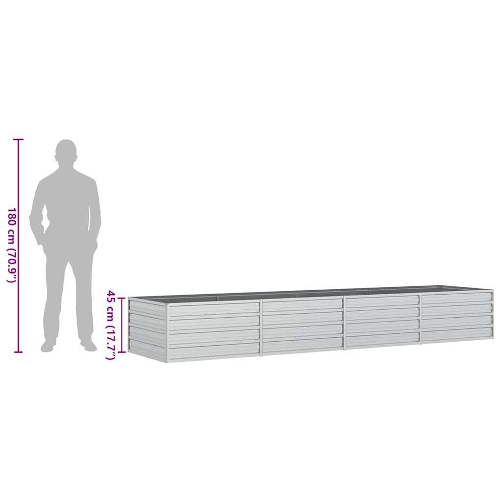 316892 vidaXL Garden Raised Bed 320x80x45 cm Galvanized Steel Silver