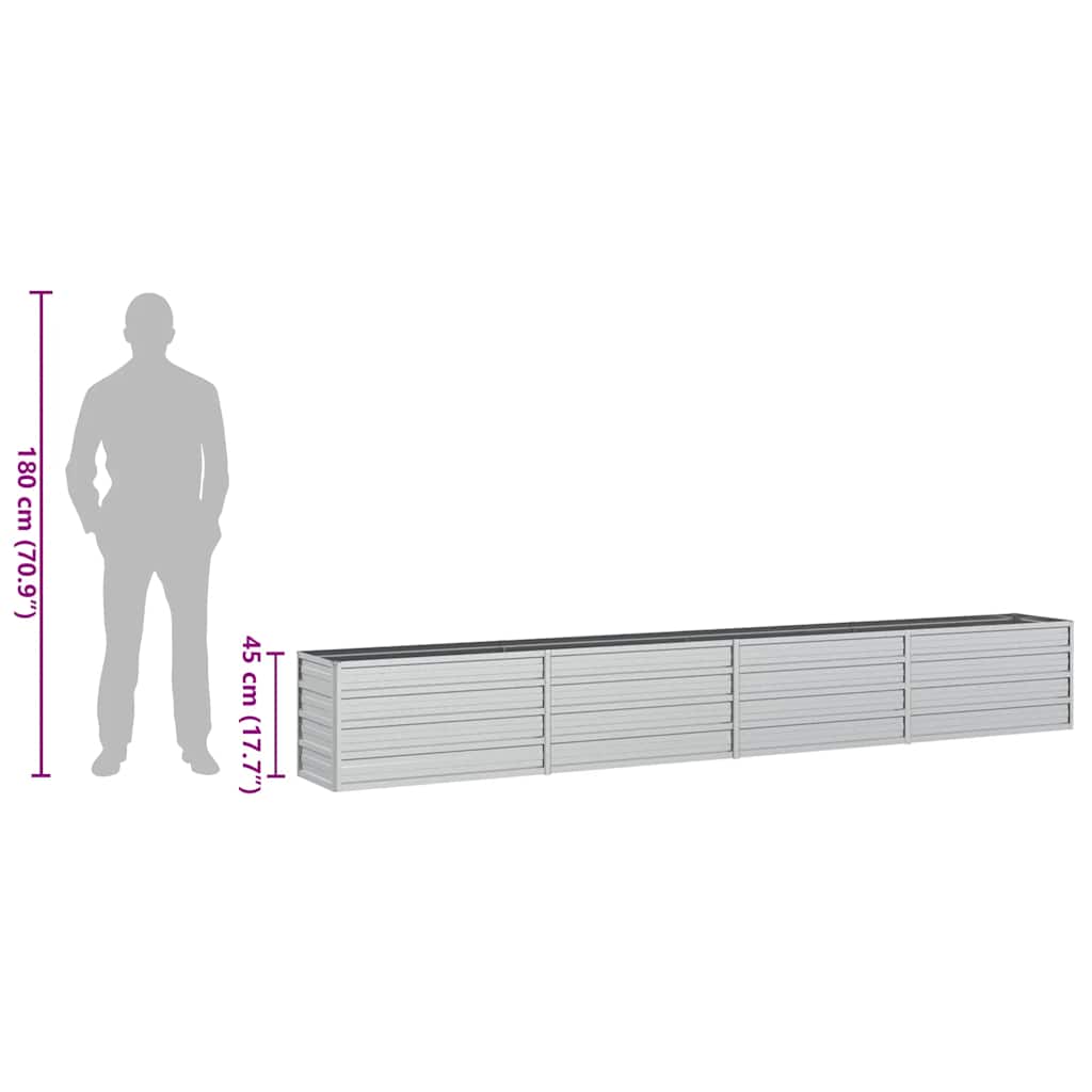 vidaXL Garden Raised Bed 320x40x45 cm Galvanized Steel Silver