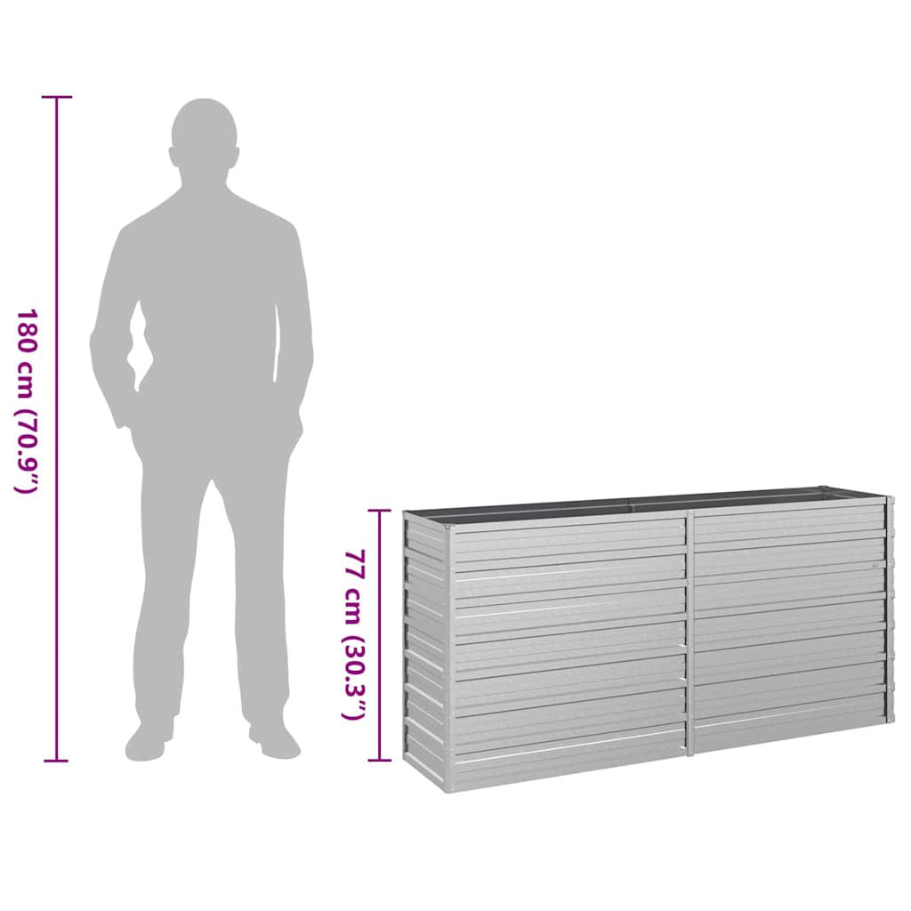 316894 vidaXL Garden Raised Bed 160x40x77 cm Galvanized Steel Silver