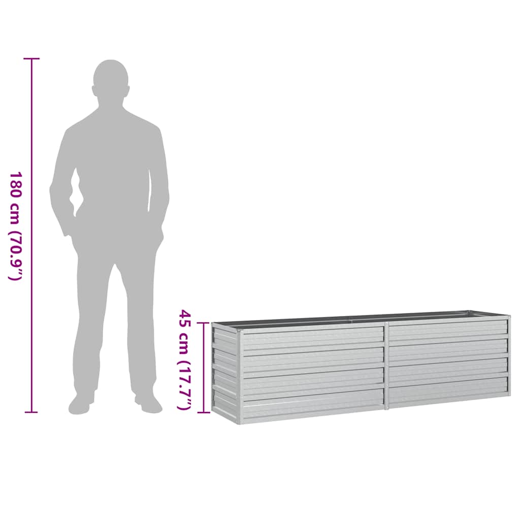316895 vidaXL Garden Raised Bed 160x40x45 cm Galvanized Steel Silver