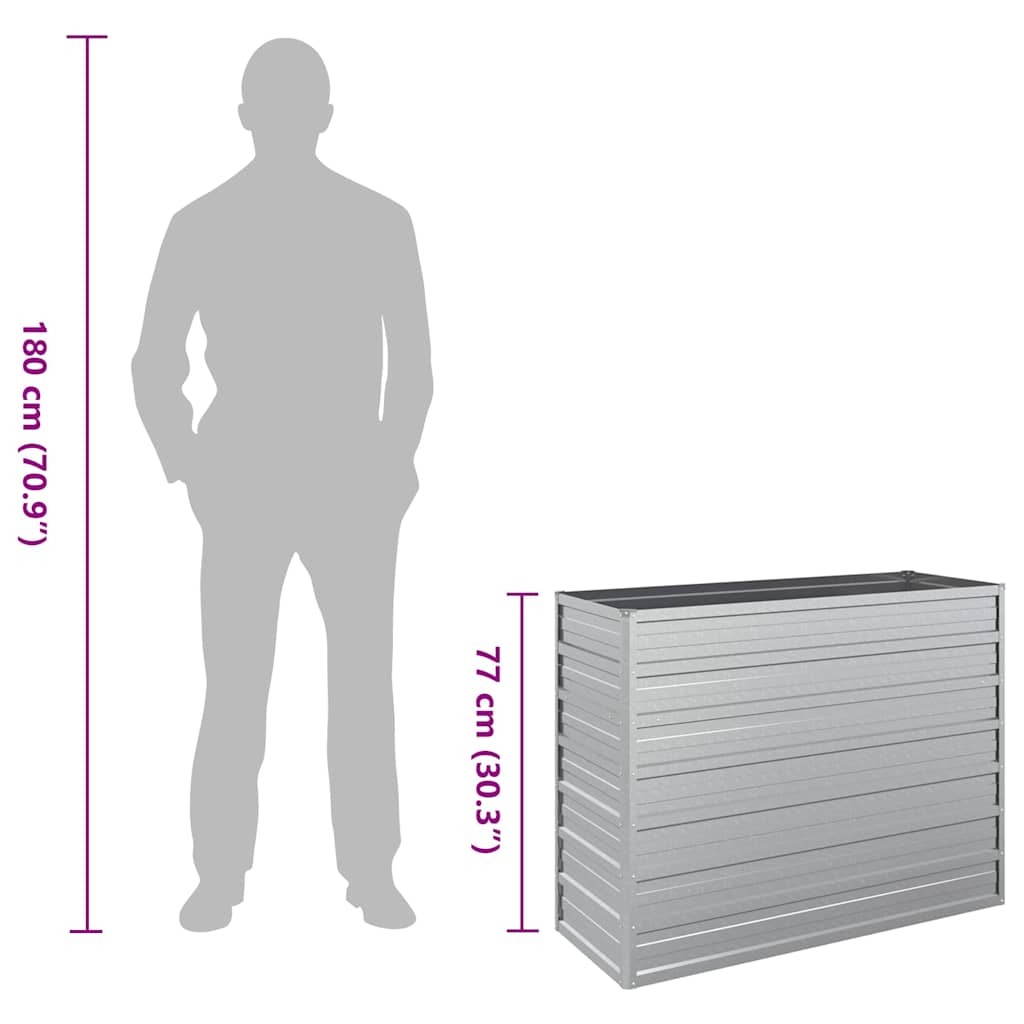 316896 vidaXL Garden Raised Bed 100x40x77 cm Galvanized Steel Silver