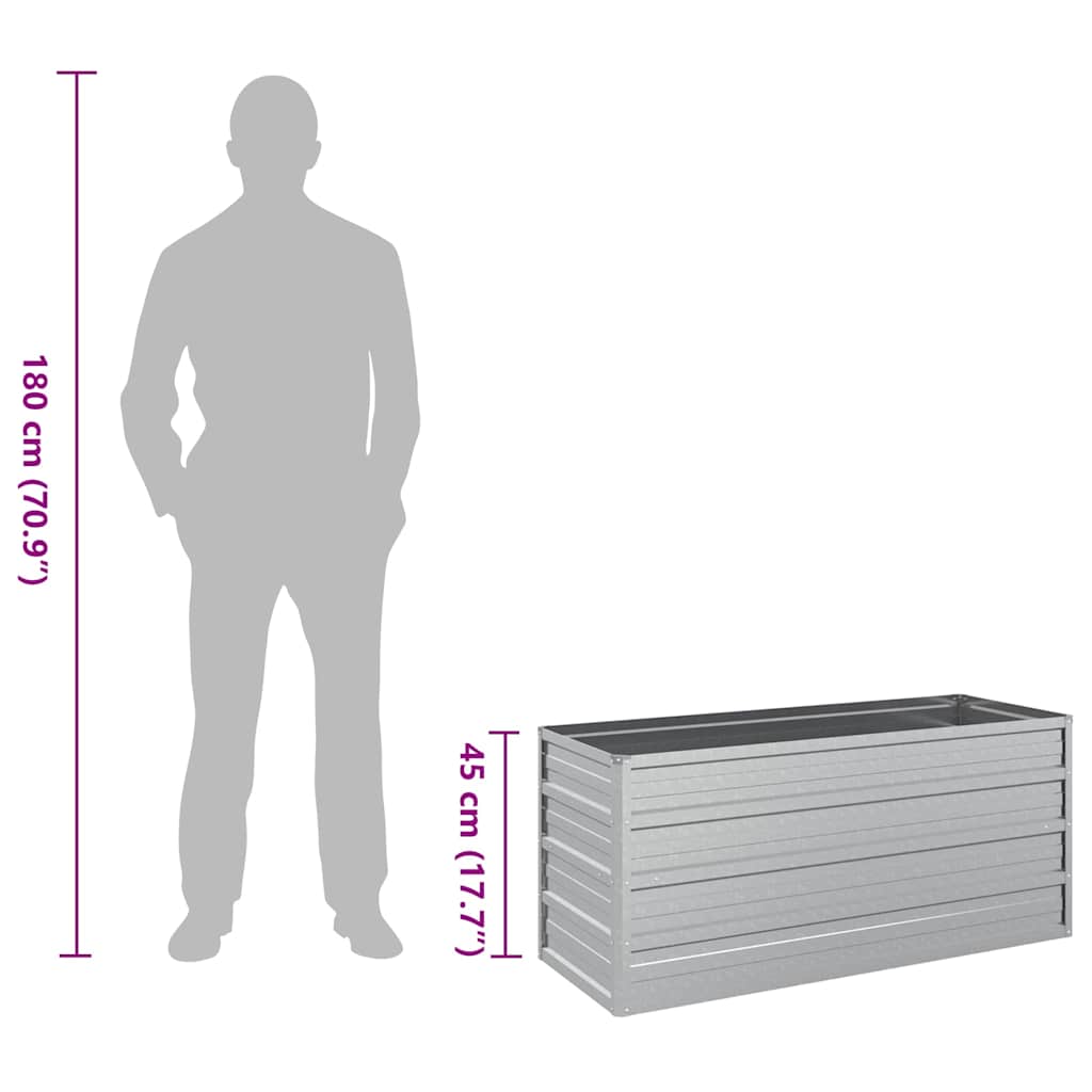 316897 vidaXL Garden Raised Bed 100x40x45 cm Galvanized Steel Silver
