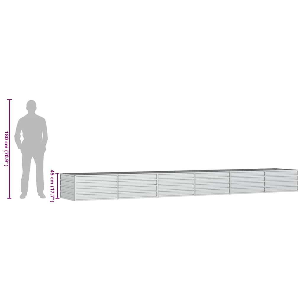 vidaXL Garden Raised Bed 480x80x45 cm Galvanized Steel Silver