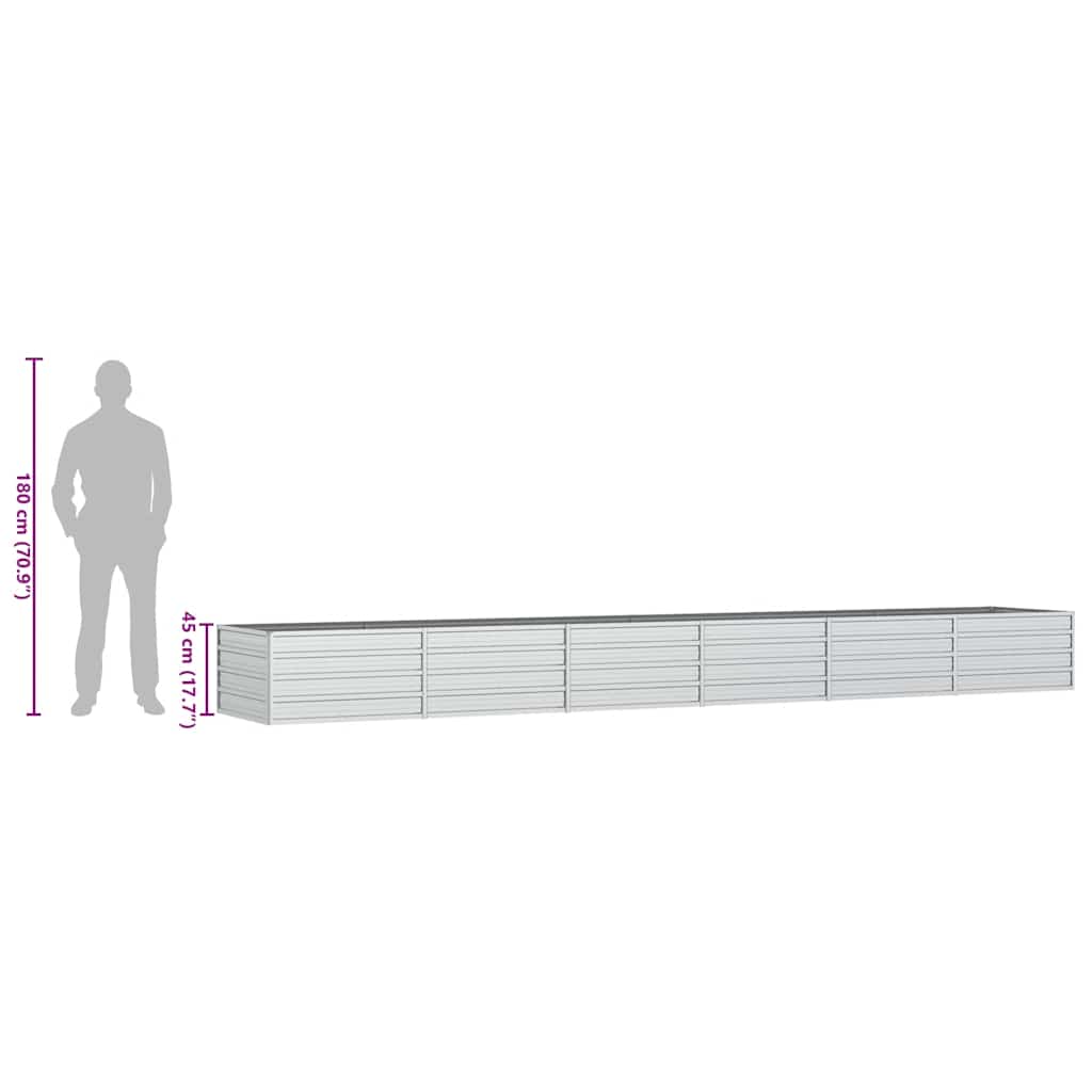 vidaXL Garden Raised Bed | Silver | Galvanised steel | Extra Long