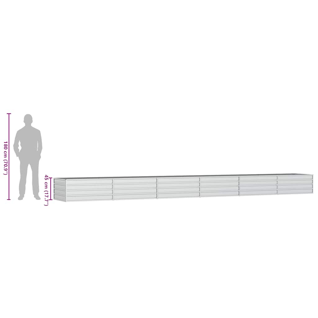 316903 vidaXL Garden Raised Bed 600x80x45 cm Galvanized Steel Silver