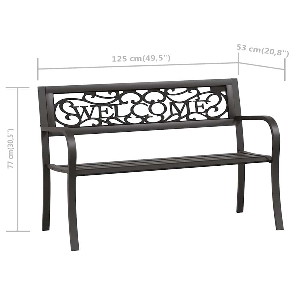 317133 vidaXL Garden Bench 125 cm Steel Black