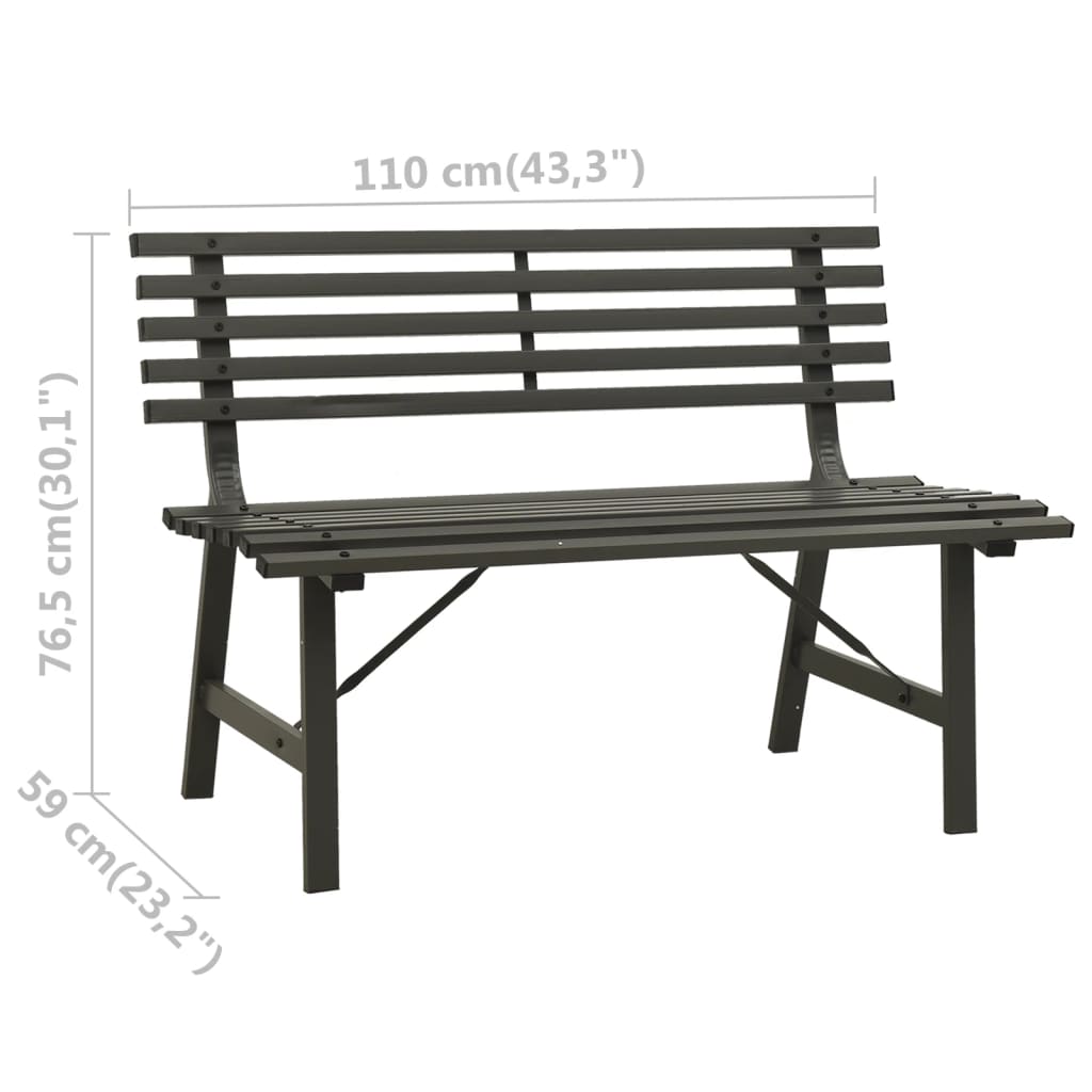 vidaXL Garden Bench | Black | Powder-coated steel | Large | Durable