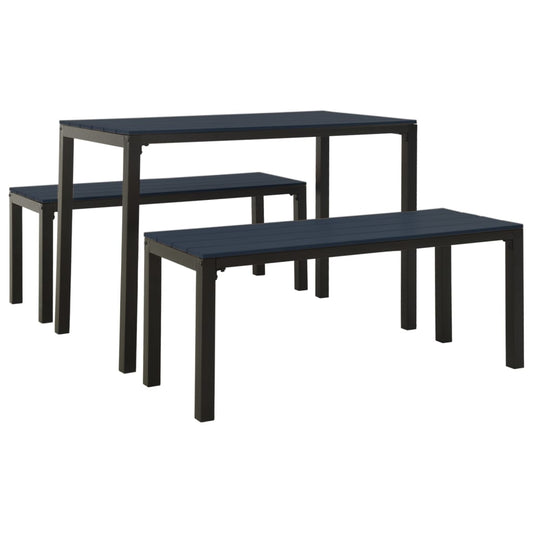 vidaXL Garden Dining Set | Black | Steel, Wood Plastic Composites | Medium
