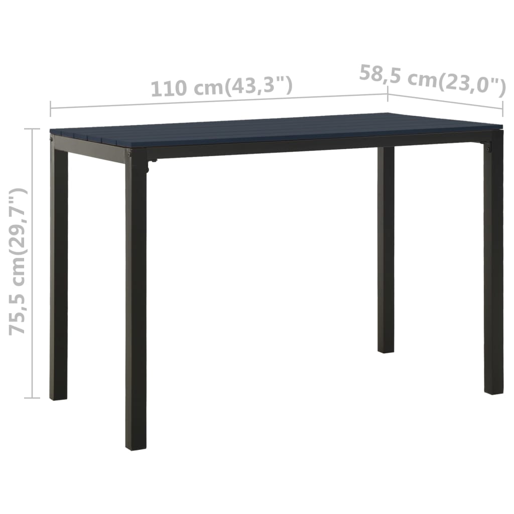 vidaXL Garden Dining Set | Black | Steel, Wood Plastic Composites | Medium