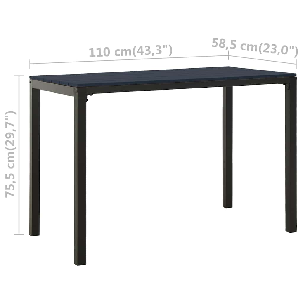 vidaXL 3 Piece Garden Dining Set Steel and WPC Black