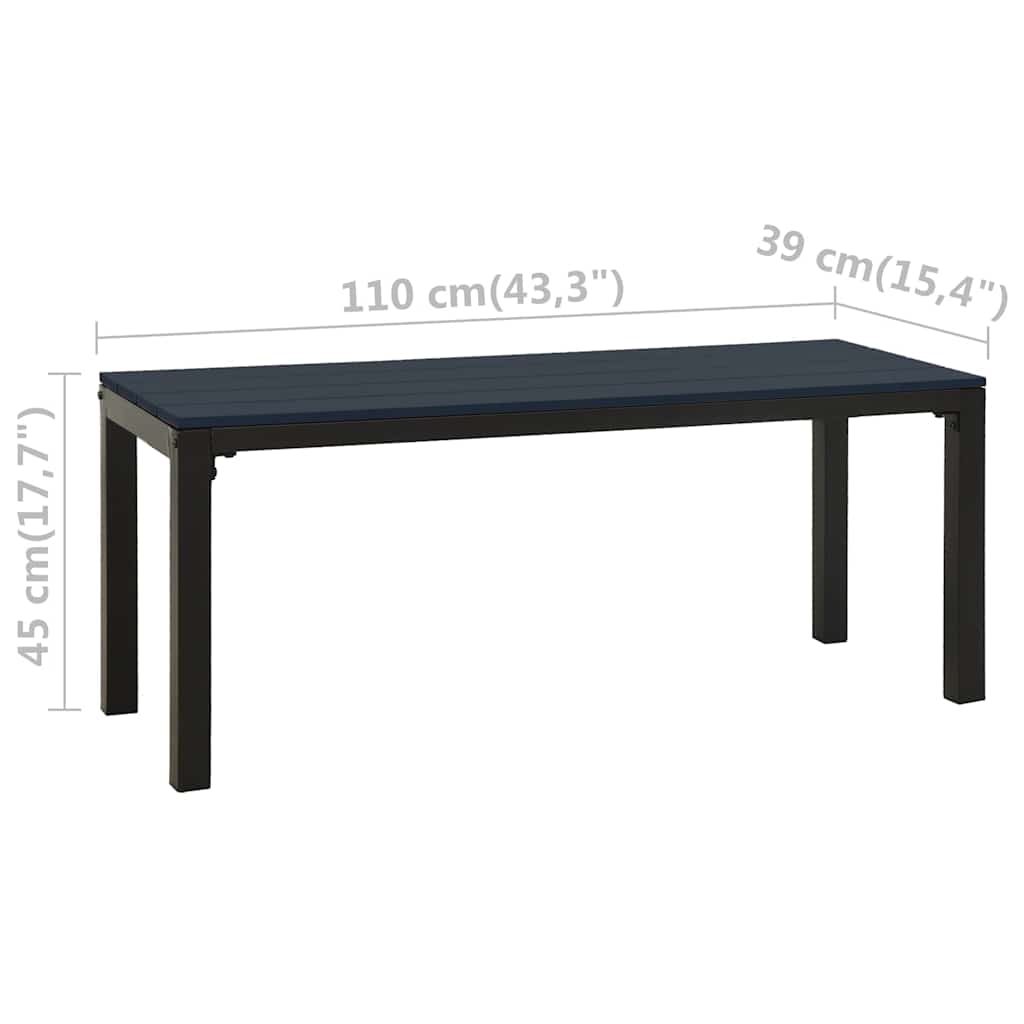 vidaXL Garden Bench 110 cm Steel and WPC Black