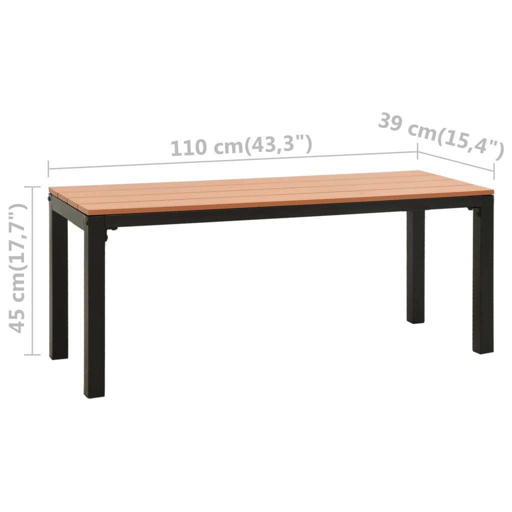 vidaXL Garden Bench | Brown and Black | Steel | Medium | Durable